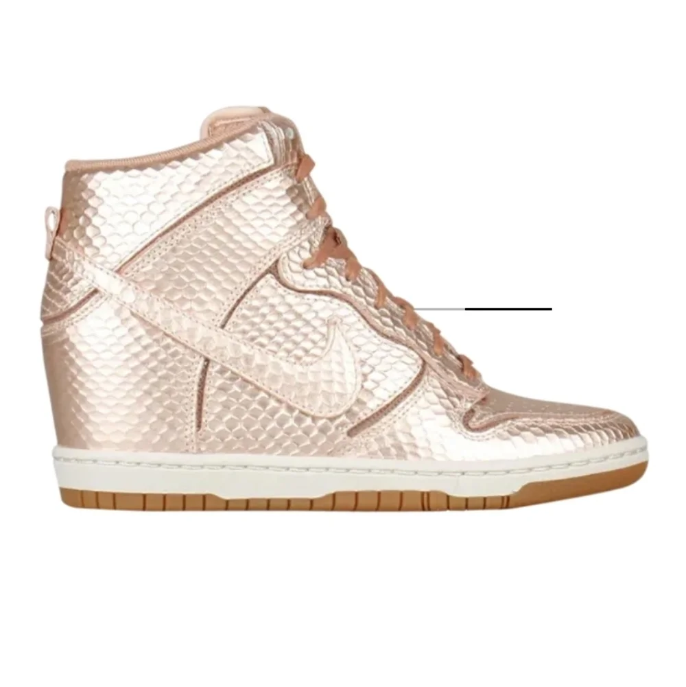 Nike Women's Premium Sky High/Wedge Dunks in Rose Gold Snakeskin (Size US 5.5) - Picture 1 of 11